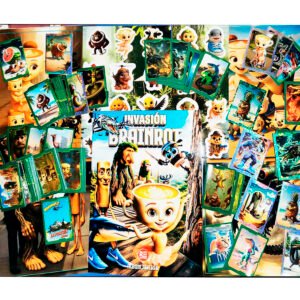 Álbum  Invasion Brainrot Completo a pegar + 1 sobre de cartas con ocho sobres y 5 Stickers .